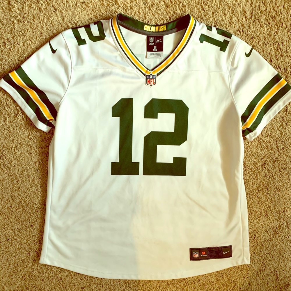 White Aaron Rodgers Packers color rush jersey